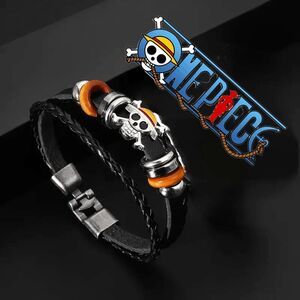 One Piece Luffy Straw Hat Faux Leather Wrist Band Bracelet